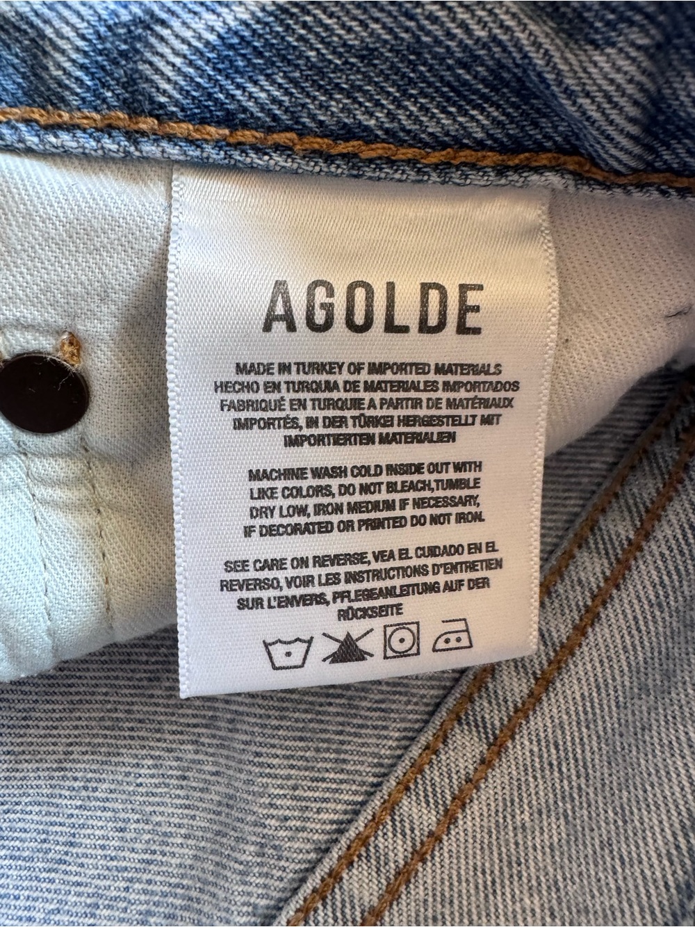 AGOLDE Lana Straight Leg Button Fly High Rise Blue Jeans in Riptide Size 26 - Picture 9 of 10